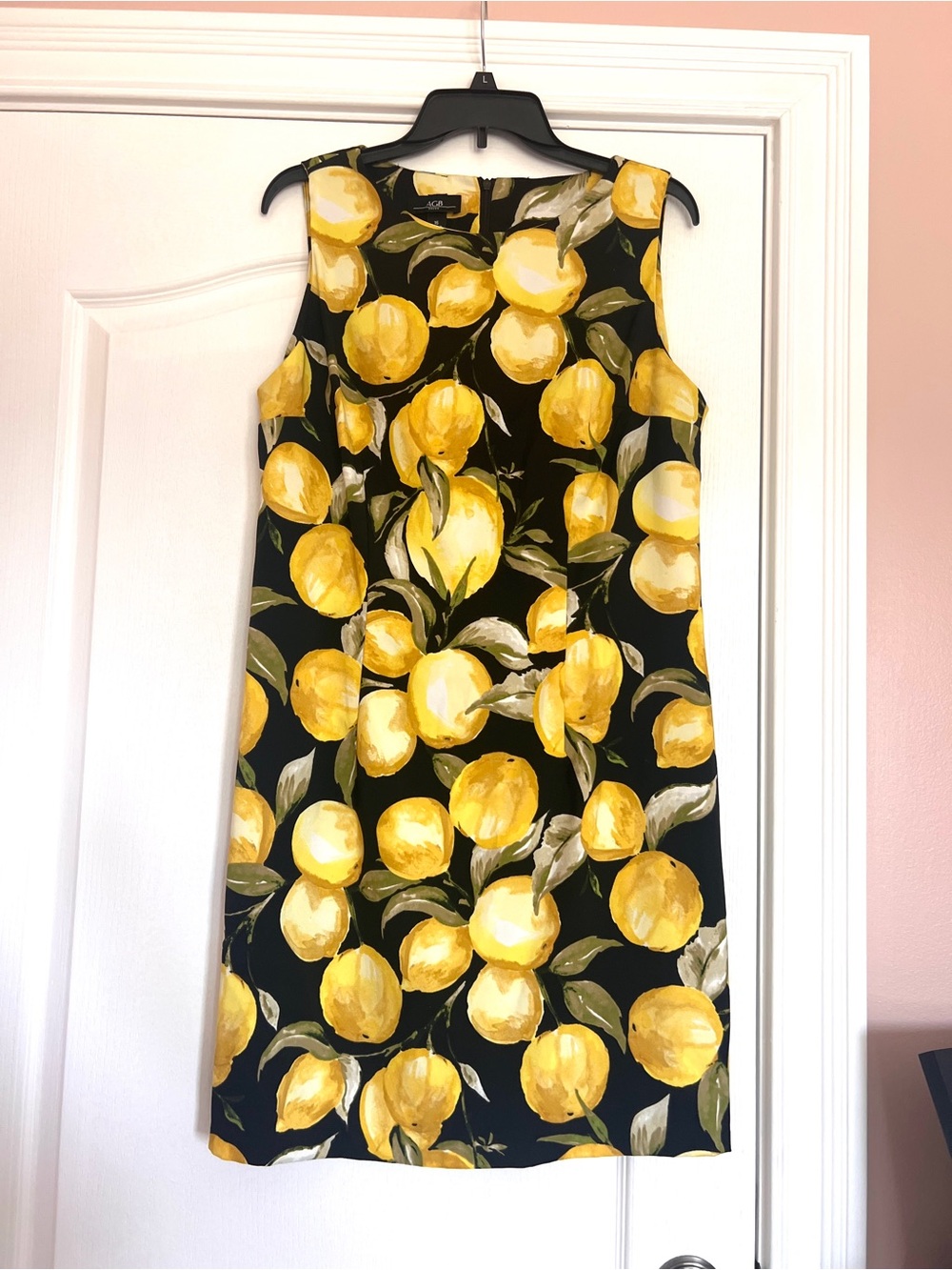 AGB Black Shift Dress with Yellow Lemon Print